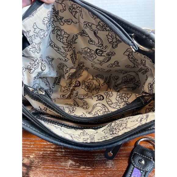 Sugar Skull Purple Handbag With Multiple Compartments & Black Accents V3 - Picture 5 of 5